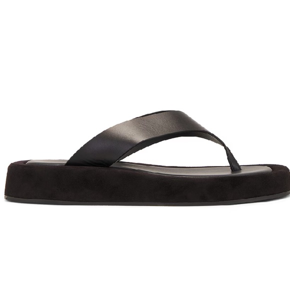 The Row GINZA Leather Sandal (Black) - Picture 4 of 5